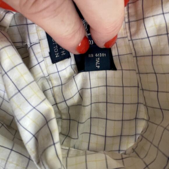Y2K Ralph Lauren Shirt Men 16.5 34/35 White Check Yarmouth Button Down Pony Logo - Picture 11 of 12